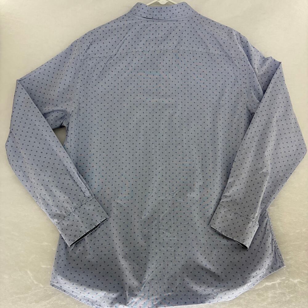 Banana Republic Men's Size L Slim Fit Button Down Shirt Blue Paisley Cotton - Picture 2 of 15